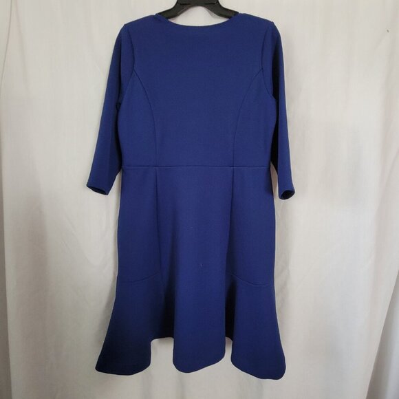 Isaac Mizrahi Medium Shift Dress QVC Royal Cobalt Blue Shift Waffle Knit 3/4 slv - Picture 3 of 9